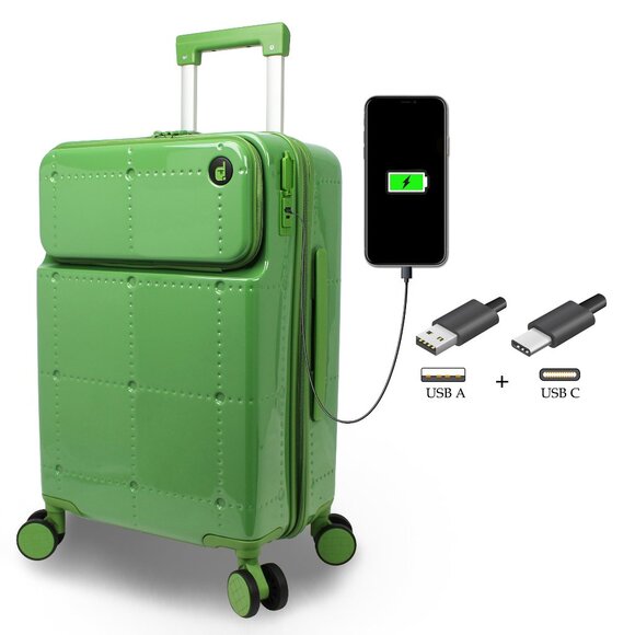 World Traveler Dejuno Avery Smart 20-Inch Carry-On Luggage with USB & USB-C Port - Picture 1 of 9